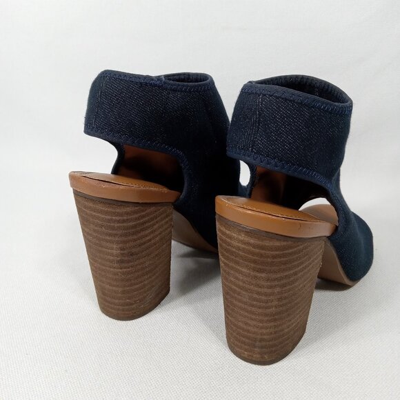 CATO Navy Blue Jean Denim Look Open-Toe Sandals Womens Size 8 - Picture 10 of 16